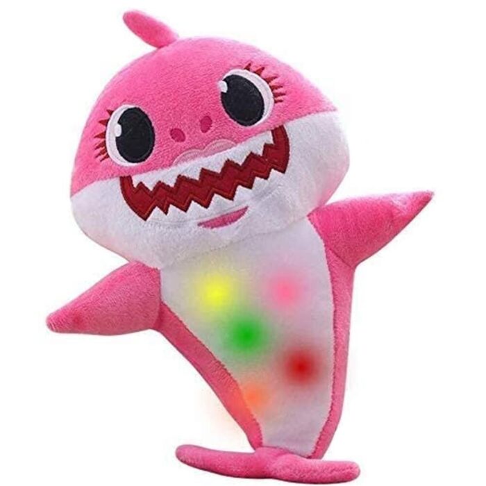 generic baby shark plush toy with music and light best for gifting pink