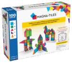 MAGNA-TILES® Classic 100 Piece Set – Colorful Magnetic Building Tiles with Squares and Triangles for Kids, Multicolour - view