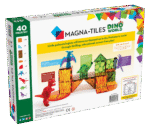 MAGNA-TILES® Dino World 40 Piece Set – Magnetic Dinosaur Figures with Volcano Terrain Tiles, T-Rex and Velociraptor for Kids