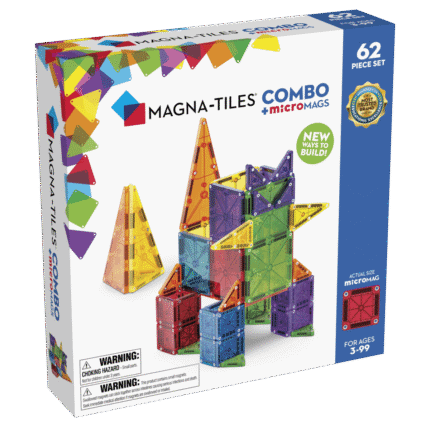 MAGNA-TILES® microMAGS Combo 62 Piece Set – microMAGS and Classic Magnetic Building Tiles for Kids