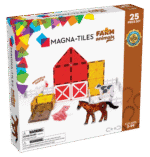 MAGNA-TILES® Farm 25 Piece Set – Magnetic Building Tiles with Horse, Cow, Pig and Chicken Figures and Fence Pieces for Kids