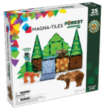 MAGNA-TILES® Forest 25 Piece Set – Magnetic Building Tiles with Brown Bear, Deer, Raccoon and Owl Figures for Kids