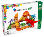 MAGNA-TILES® Dino World 40 Piece Set – Magnetic Dinosaur Figures with Volcano Terrain Tiles, T-Rex and Velociraptor for Kids