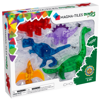 MAGNA-TILES® Dinos 5 Piece Set – Large Magnetic Dinosaur Figures: T-Rex, Stegosaurus, Triceratops and More for Kids