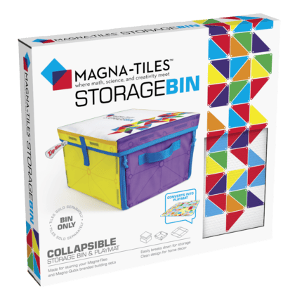 MAGNA-TILES® Storage Bin and Interactive Play-Mat – Collapsible Magnetic Tile Storage Holds Up to 300 Pieces, Multicolour