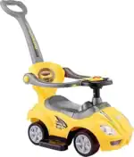 Megacar 3-in-1 Mega Push Car – Stroller, Walker and Ride-On Car for Toddlers with Removable Parent Push Handle, Yellow - view