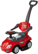 Megacar 3-in-1 Mega Push Car – Stroller Car, Walker and Ride-On Car for Toddlers with Under-Seat Storage, Non-Battery, Red -
