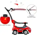 Megacar Canopy Kids 3-in-1 Push Car – Stroller, Walker and Ride-On with Sun Canopy and Under-Seat Storage, Ages 1-4, Red - vi