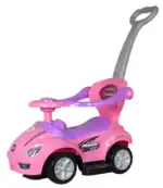 Megacar 3-in-1 Mega Push Car – Stroller Car, Walker and Ride-On Car for Toddlers with Under-Seat Storage, Non-Battery, Pink