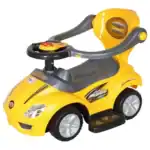 Megacar 3-in-1 Mega Push Car – Stroller, Walker and Ride-On Car for Toddlers with Removable Parent Push Handle, Yellow - view