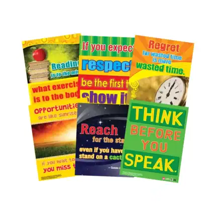 Motivational Charts – Educational Wall Chart Pack of 6 Charts in English, Learning Posters