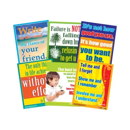 Inspiration Charts – Educational Wall Chart Pack of 6 Charts in English, Learning Posters