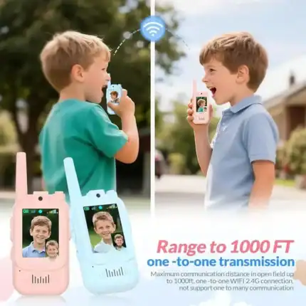 Video Walkie Talkies for Kids – 2 Pack Rechargeable with Screen Display and Voice Changer, Long Range, Boys and Girls Ages 3-