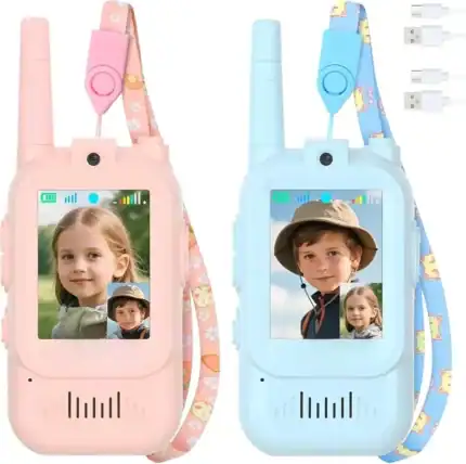 Video Walkie Talkies for Kids – 2 Pack Rechargeable with Screen Display and Voice Changer, Long Range, Boys and Girls Ages 3-