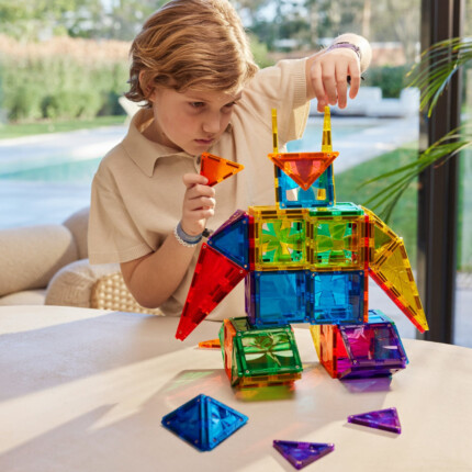 Cleverclixx Original Pack Intense – 60 Piece Magnetic Tile Starter Set for Kids - view 2