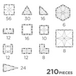 Cleverclixx Mega Creative Pack Pastel – 210 Piece Magnetic Tile Set for Family and Group Play, Ages 3+ - view 8