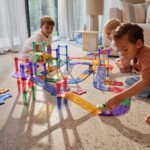 Cleverclixx Large Race Track Pastel – 80 Piece Magnetic Race Track Set with Battery-Powered Self-Driving Car for Kids - view