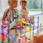 Cleverclixx Large Race Track Pastel – 80 Piece Magnetic Race Track Set with Battery-Powered Self-Driving Car for Kids - view
