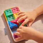 Cleverclixx Mini Tiles Pack Intense – 28 Piece Compact Magnetic Tile Set, Travel-Friendly Toy for Kids - view 3