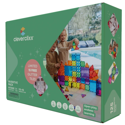 Cleverclixx Inventive Pack Intense – 110 Magnetic Tiles plus 15 Free Bonus Tiles, Limited Edition Anniversary Set
