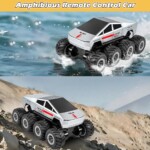 M.A&F’s Amphibious Remote Control Car, 8WD 2.4GHz 1:18 RC Monster Truck with 2 Batteries – Waterproof Off-Road Jeep, Ages 6+