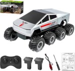 M.A&F’s Amphibious Remote Control Car, 8WD 2.4GHz 1:18 RC Monster Truck with 2 Batteries – Waterproof Off-Road Jeep, Ages 6+