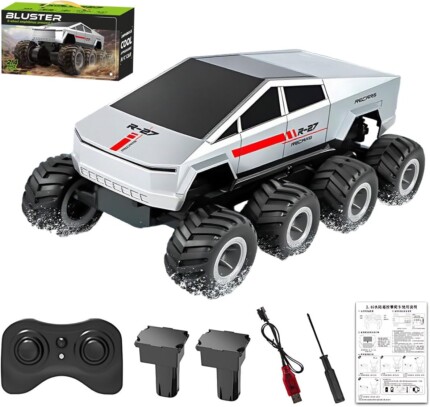M.A&F’s Amphibious Remote Control Car, 8WD 2.4GHz 1:18 RC Monster Truck with 2 Batteries – Waterproof Off-Road Jeep, Ages 6+