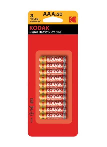 Kodak Super Heavy Duty AAA Batteries – Pack of 20 for RC Cars and Electronic Toys