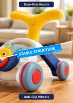 Baby Walker and Activity Table, 3 in 1 Sit-to-Stand Push Walker with Musical Piano, Adjustable Speed and Anti-Tip Base, Blue