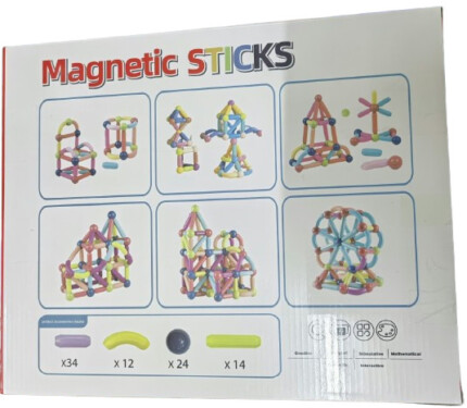 84-Piece Magnetic Sticks Building Set for Kids, Magnetic Construction Toys with Colorful Sticks & Balls, Creative Educational