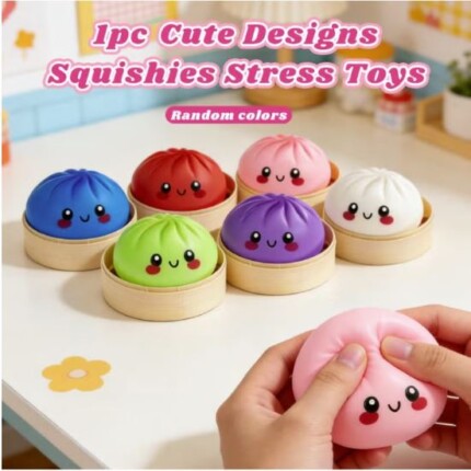 1pc Cute Steamed Bun Squishy Toy – Slow Rising Sensory Fidget Toy, Random Color. - view 2