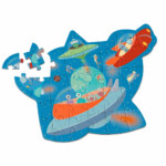 Scratch Europe Contour Puzzle Space – Shaped Space and Funny Aliens Jigsaw Puzzle in Cardboard Box, Ages 3+