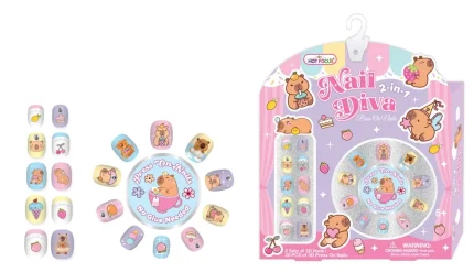 Hot Focus Nail Diva 2-in-1 3D Press-On Nails Set for Girls – Two Sets with Cute Cartoon Designs, Ages 5+ - view 2