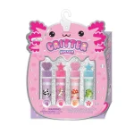 Hot Focus Critter Kisses Flavoured Lip Balm Set – 4 Cartoon Lip Balms in Grape, Strawberry, Peach and Mint for Kids, Ages 5+