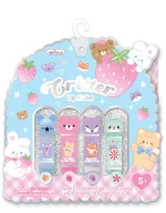 Hot Focus Critter Lip Balm 4-Pack – Koala, Bear, Fox and Cat Tubes in Peach, Strawberry, Grape and Mint for Kids, Ages 5+ - v