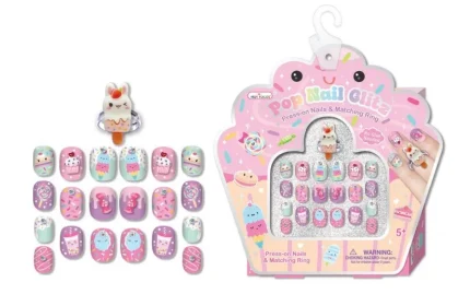 Hot Focus Pop Nail Glitz Kids 3D Press-On Nails and Adjustable Butterfly Ring Set – Tie Dye, Girls, Ages 5+ – Model 017SW - v