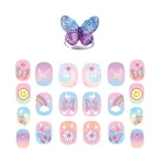 Hot Focus Pop Nail Glitz Kids 3D Press-On Nails and Adjustable Butterfly Ring Set – Tie Dye, Girls, Ages 5+ – Model 017TB - v
