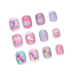 Hot Focus Gummy Bear Nails – 24 3D Press-On Nails with Candy and HUG Designs for Girls, Ages 5+ - view 9