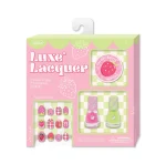 Hot Focus Luxe Lacquer Strawberry Scented Nail Set – 12 Press-On Nails, 2 Peel-Off Nail Polishes and Nail File for Girls, Age