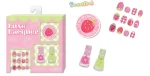 Hot Focus Luxe Lacquer Strawberry Scented Nail Set – 12 Press-On Nails, 2 Peel-Off Nail Polishes and Nail File for Girls, Age