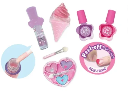 Hot Focus Luxury Beauty Kids Cosmetic Set – Handbag with Beaded Handle and Heart Accent for Girls, Ages 8+