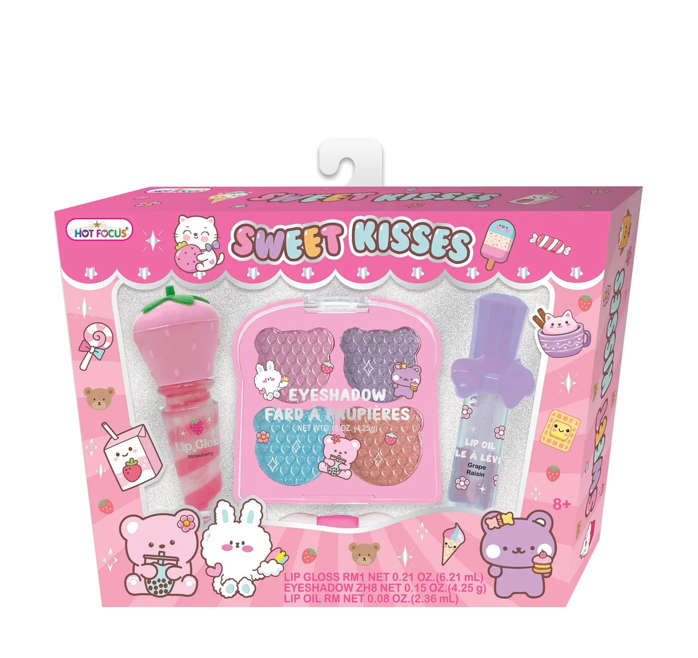 083CR_3.webp Hot Focus Sweet Kisses Kids Makeup Set – Scented Lip Gloss, Lip Oil and Eyeshadow for Girls, Ages 8+ - view 7