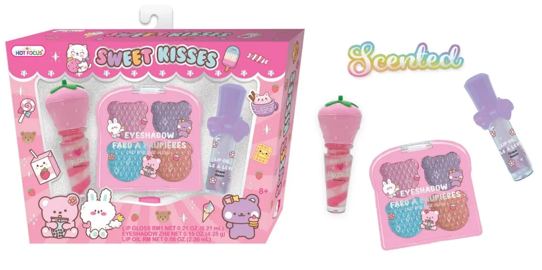 083CR_4.webp Hot Focus Sweet Kisses Kids Makeup Set – Scented Lip Gloss, Lip Oil and Eyeshadow for Girls, Ages 8+ - view 8