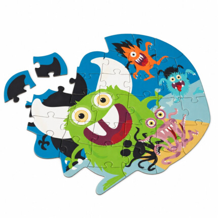 Scratch Europe Contour Puzzle Monster – 33-Piece Shaped Jigsaw Puzzle in Sturdy Shaped Box for Kids, Ages 3+
