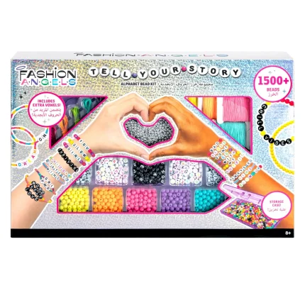 Fashion Angels Tell Your Story 1500+ Alphabet Bead Jewellery Design Kit – Name and Message Bracelets for Girls, Ages 8+