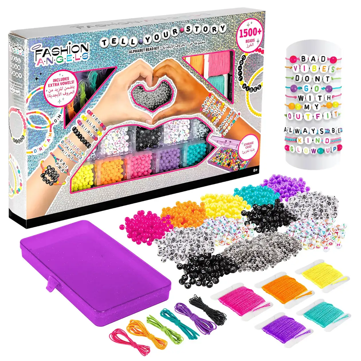 12381_3.webp Fashion Angels Tell Your Story 1500+ Alphabet Bead Jewellery Design Kit – Name and Message Bracelets for Girls, Ages 8+ - vie