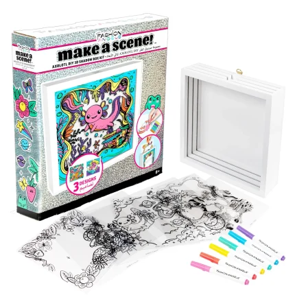 Fashion Angels Make a Scene! DIY 3D Shadowbox Kit – 3 Interchangeable Colouring Scenes for Girls, Ages 8+