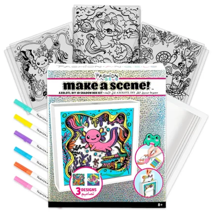 Fashion Angels Make a Scene! DIY 3D Shadowbox Kit – 3 Interchangeable Colouring Scenes for Girls, Ages 8+ - view 2
