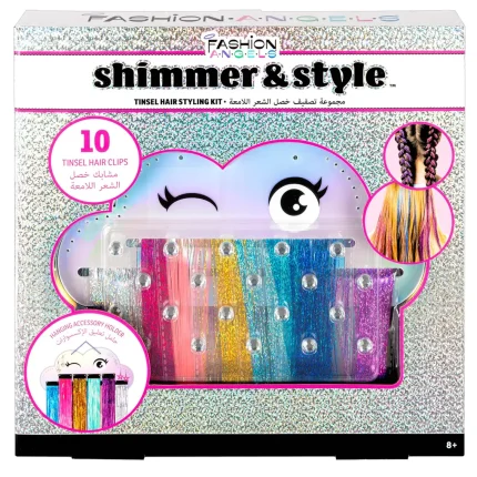Fashion Angels Shimmer & Style Tinsel Hair Styling Kit – Hair Tinsel Extensions, Gems and Tools for Girls, Ages 8+ - view 2