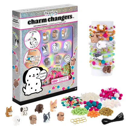 Fashion Angels Charm Changers Puppy Camp Jewellery Making Kit – Puppy-Inspired Charm Beads for Girls, Ages 8+